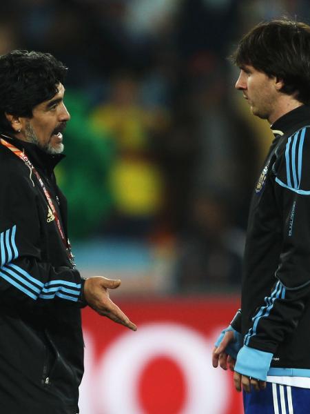 Maradona foi técnico de Messi na Copa do Mundo da África em 2010  - Alex Livesey - FIFA/Getty Images