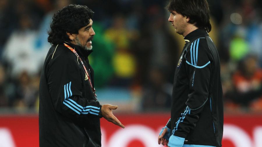 Maradona foi técnico de Messi na Copa do Mundo da África em 2010  - Alex Livesey - FIFA/Getty Images