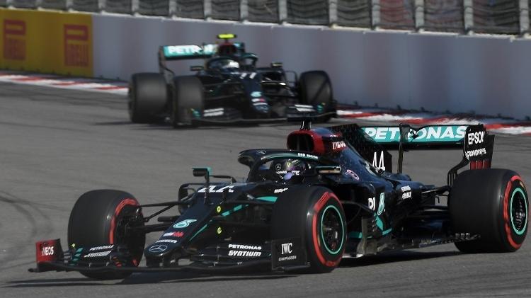 Lewis Hamilton during the Russian GP;  The driver was sanctioned for simulating starts before the race in a prohibited place - Kirill Kudryavtsev / AFP - Kirill Kudryavtsev / AFP