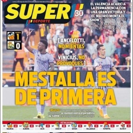 Capa de hoje do jornal Super Deporte, de Valência - Reprodução/Super Deporte