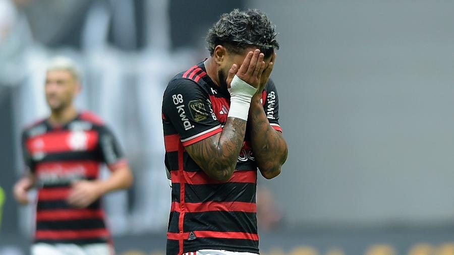 Gabigol se lamenta durante final da Copa do Brasil entre Atlético-MG e Flamengo