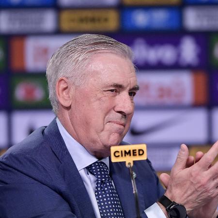 Carlo Ancelotti em sua apresentação como técnico do Brasil Carlo Ancelotti em sua apresentação como técnico do Brasil