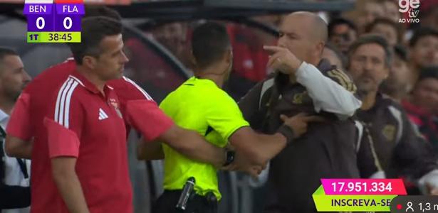 Comissões técnicas de Flamengo e Benfica batem-boca e Jardim é contido