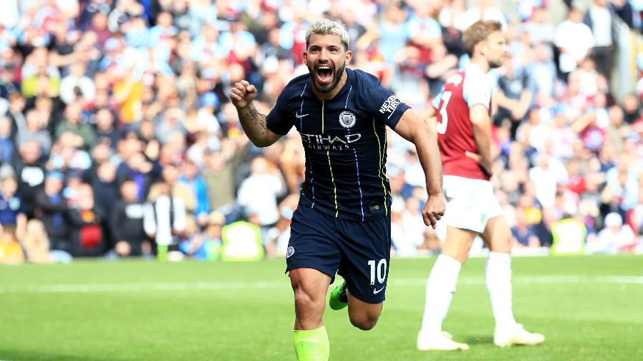 Agüero comemora gol do City pelo Campeonato Inglês  - Matt McNulty - Manchester City/Man City via Getty Images