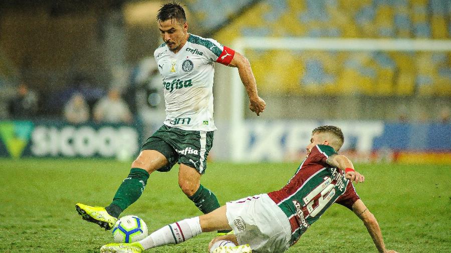 William disputa bola com Caio Henrique na vitória do Fluminense sobre o Palmeiras - Allan Carvalho/AGIF