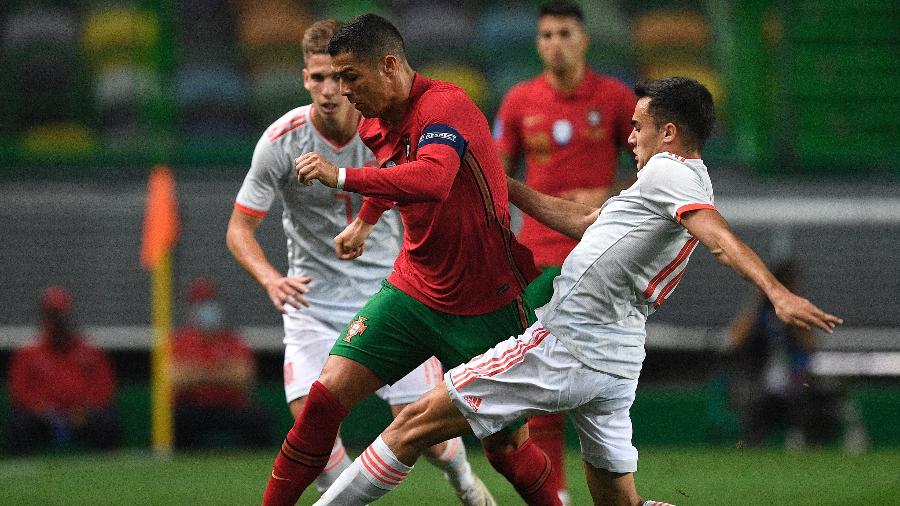 Cristiano Ronaldo, durante amistoso entre Portugal e Espanha - Octavio Passos/Getty Images
