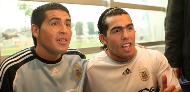 Riquelme e Tevez na seleção da Argentina - EFE