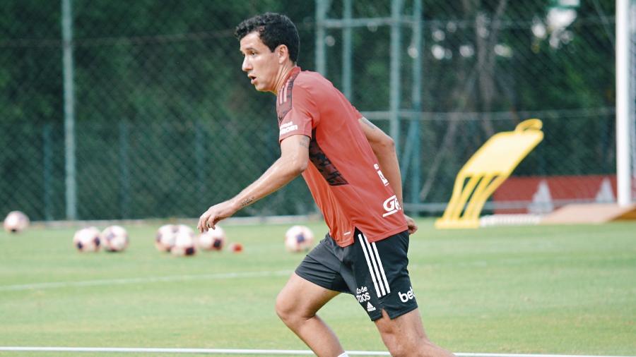 Pablo, atacante do São Paulo, durante treino  no CT da Barra Funda - Fellipe Lucena/saopaulofc