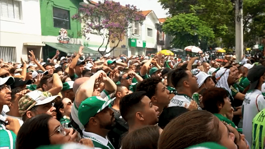 Vídeo mostra reação de palmeirenses aglomerados na rua para ver jogo do Mundial - Reprodução/TV Palmeiras