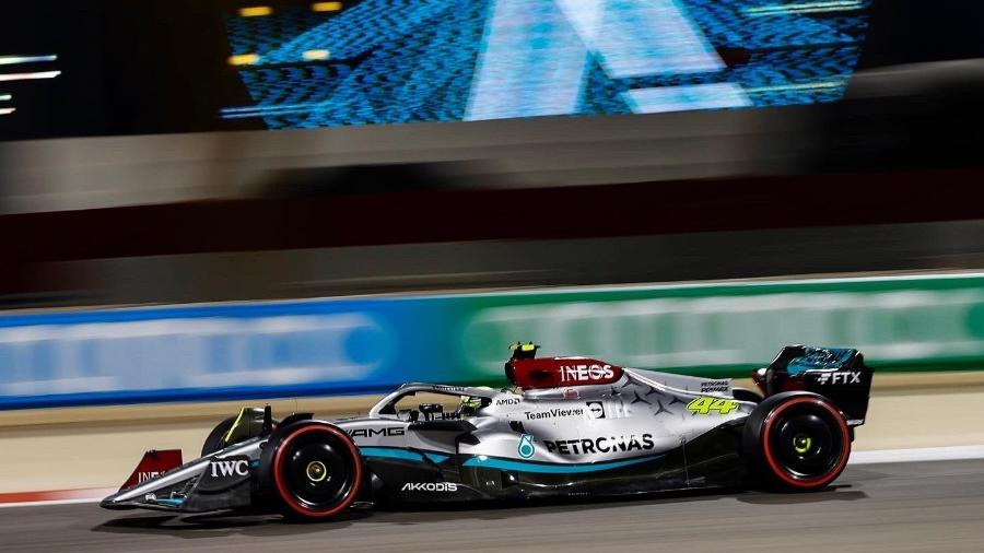 Lewis Hamilton, da Mercedes, durante o GP do Bahrein, que abriu a temporada 2022 da F1 - Mercedes
