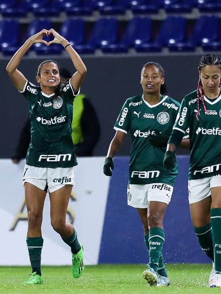 Duda, do Palmeiras, comemora gol contra o Libertad Limpeño pela Libertadores feminina - Reprodução/Twitter