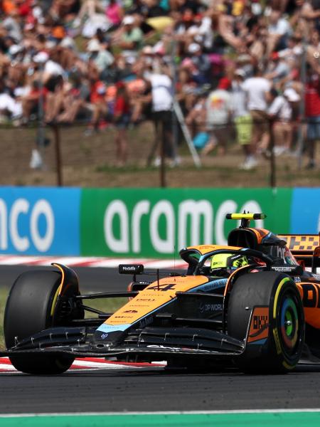 Lando Norris, da McLaren, durante treino de classificação para o GP da Hungria de Fórmula 1