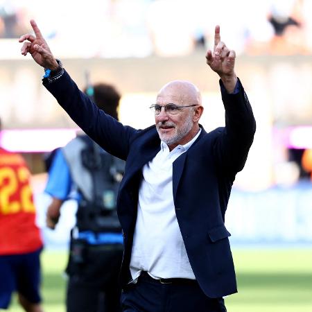 Luis de la Fuente, técnico da Espanha, comemroa título da Copa do Mundo de 2026 Luis de la Fuente, técnico da Espanha, comemroa título da Copa do Mundo de 2026