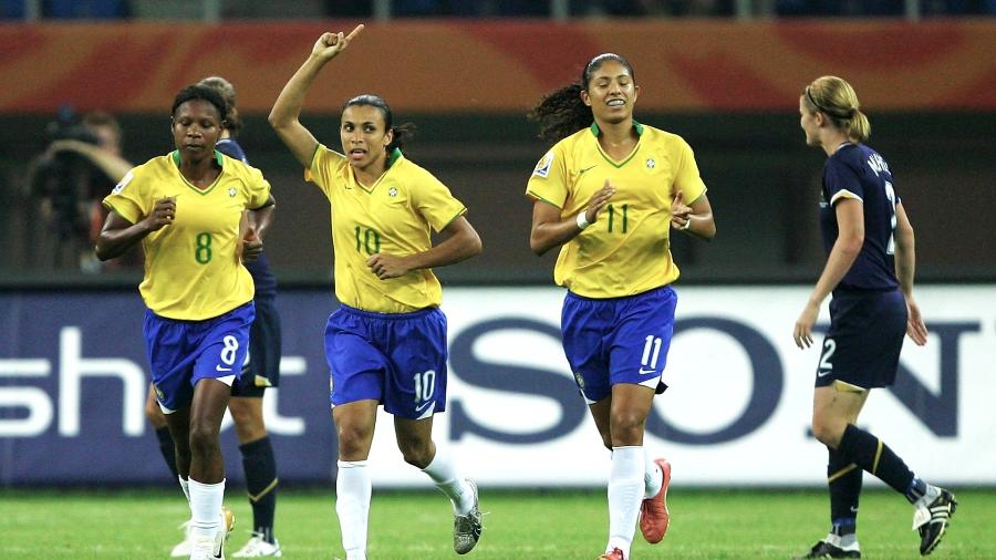 Formiga, Marta e Cristiane marcaram uma geração vencedora no futebol feminino - Guang Niu/Getty Images