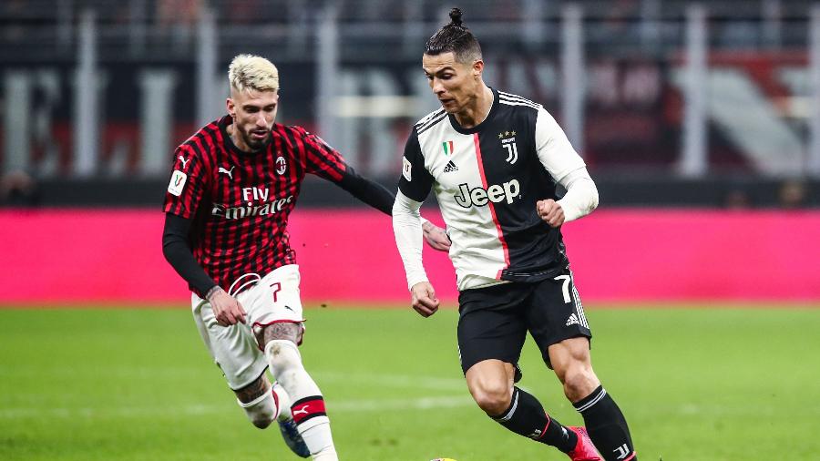 Cristiano Ronaldo, durante partida entre Juventus e Milan - Isabella BONOTTO / AFP