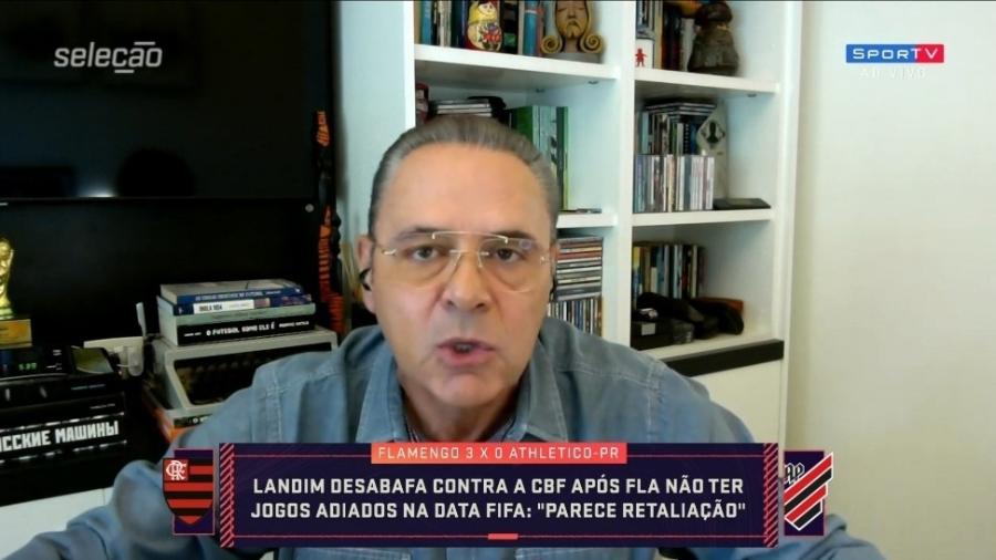 Luis Roberto se desculpa por confusão em "fusão" de Gabigol e Bruno Henrique - Reprodução/SporTV