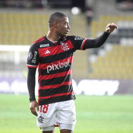 De la Cruz, do Flamengo, em ação contra o Palestino, pela Libertadores - Lucas Gabriel Cardoso/AGIF