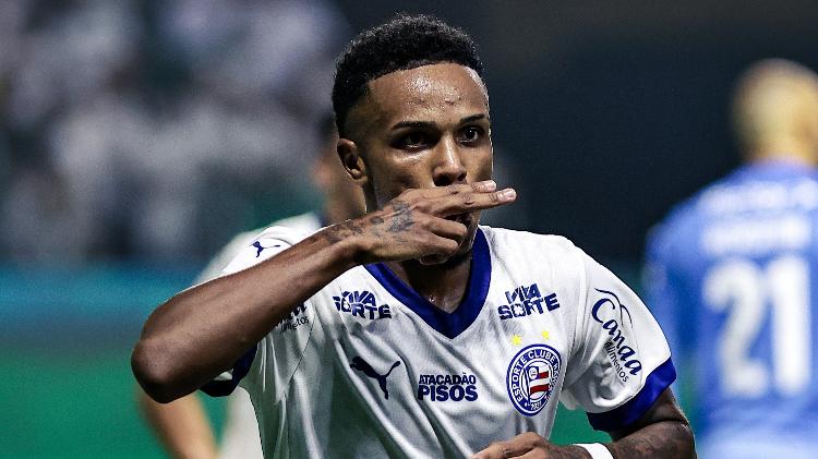 Kayky celebra gol do Bahia sobre o Palmeiras em duelo do Brasileirão Kayky celebra gol do Bahia sobre o Palmeiras em duelo do Brasileirão