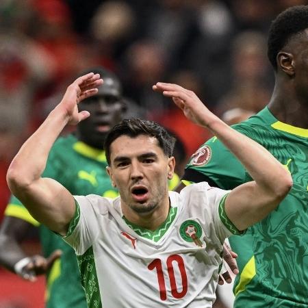 Brahim Díaz, de Marrocos, lamenta chance perdida durante a final da Copa Africana de Nações, contra Senegal Brahim Díaz, de Marrocos, lamenta chance perdida durante a final da Copa Africana de Nações, contra Senegal