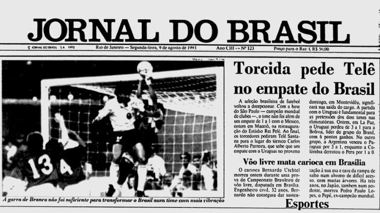 Brasil 1 x 1 México, 1993 - Jornal do Brasil/Reprodução - Jornal do Brasil/Reprodução