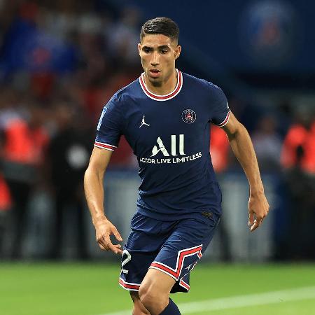 Achraf Hakimi, em jogo do PSG - David Rogers/Getty Images