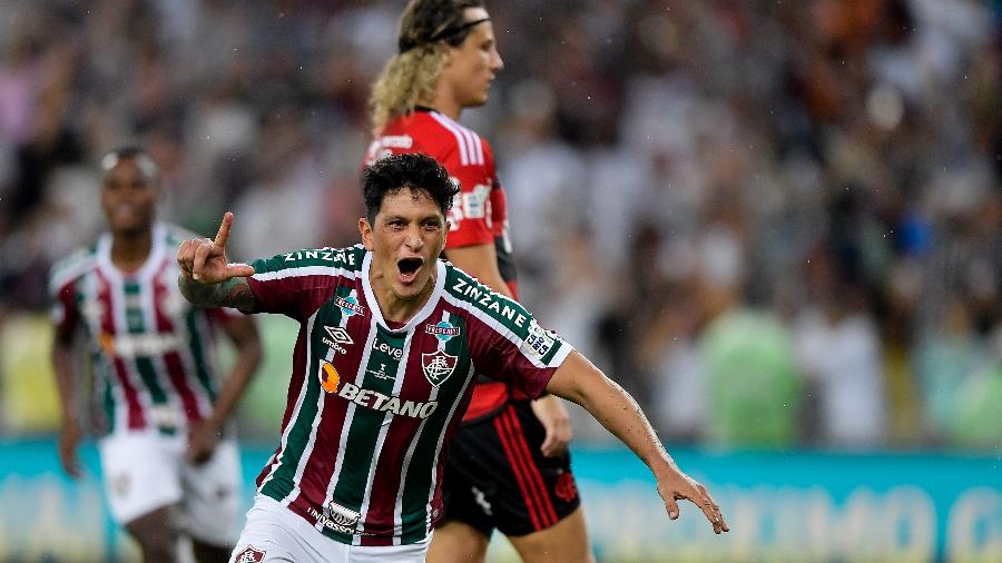 Cano, do Fluminense, comemora após marcar na final do Campeonato Carioca, contra o Flamengo - Thiago Ribeiro/AGIF