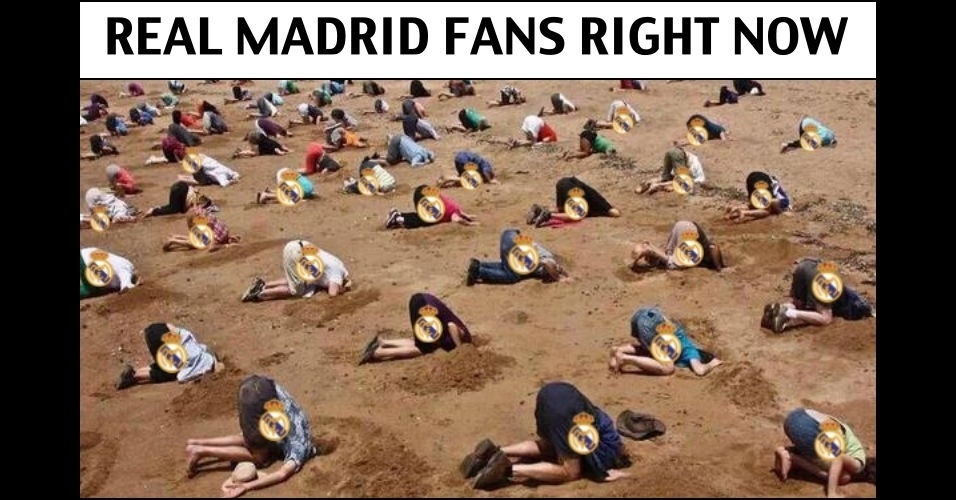 Torcedores do Real Madrid se escondendo em um buraco neste instante