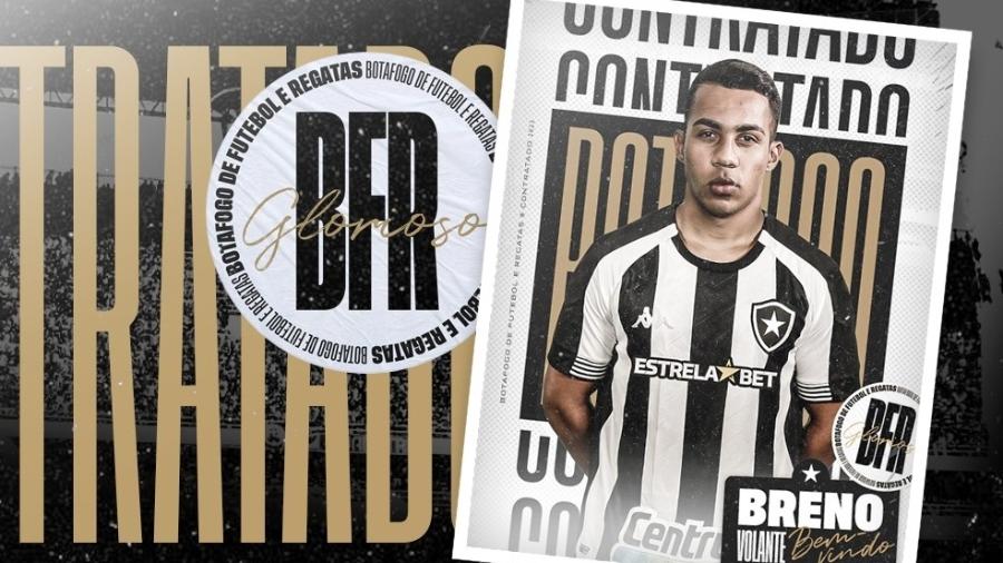 Botafogo anunciou a contratação do volante Breno, ex-Goiás - Reprodução site oficial