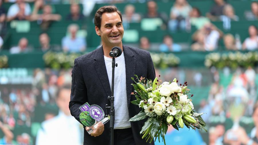 Roger Federer homenageado no ATP 500 de Halle, na Alemanha - Getty Images