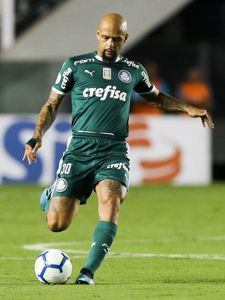 Felipe Melo, do Palmeiras, durante jogo contra o Santos - Alexandre Schneider/Getty Images