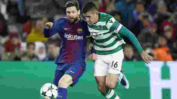 Messi enfrenta marcação individual de Battaglia em duelo do Barça com o Sporting  - VI Images via Getty Image