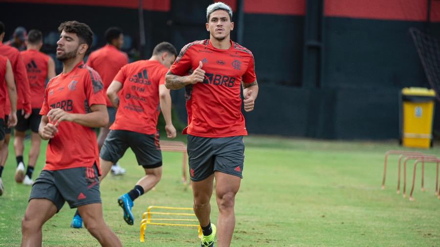 Atacante Pedro durante treino do Flamengo no Ninho do Urubu - Alexandre Vidal/Flamengo