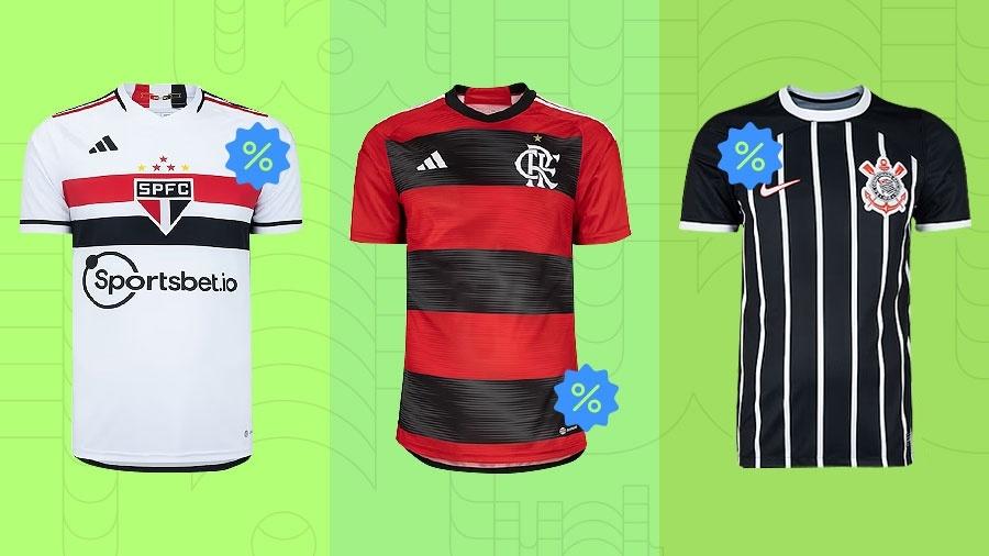 Camisas oficiais do São Paulo, Flamengo, Corinthians e mais clubes brasileiros estão mais baratas