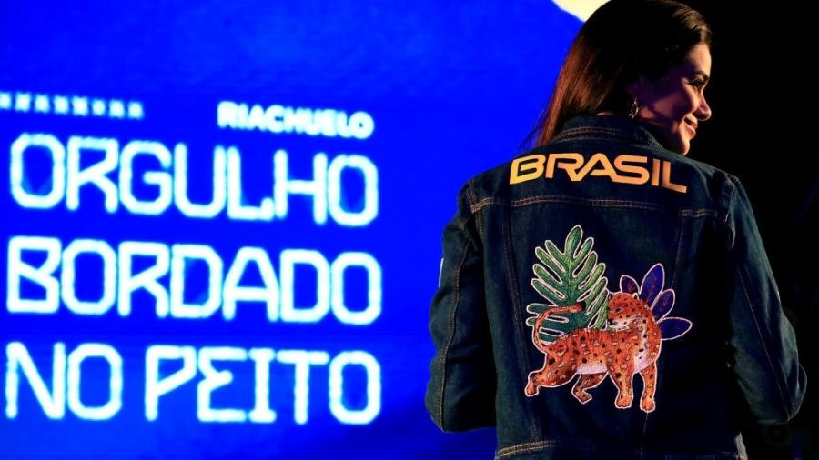 Detalhe do uniforme da equipe olímpica brasileira para os Jogos Olímpicos de Paris 2024