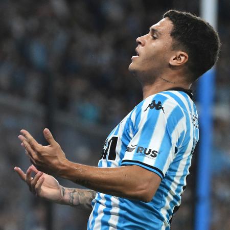 Quintero, do Racing, comemora gol marcado sobre o Corinthians em duelo da Sul-Americana Quintero, do Racing, comemora gol marcado sobre o Corinthians em duelo da Sul-Americana