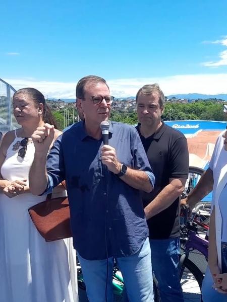 Eduardo Paes em eveno para a entrega da nova pista de BMX do Parque Radical de Deodoro