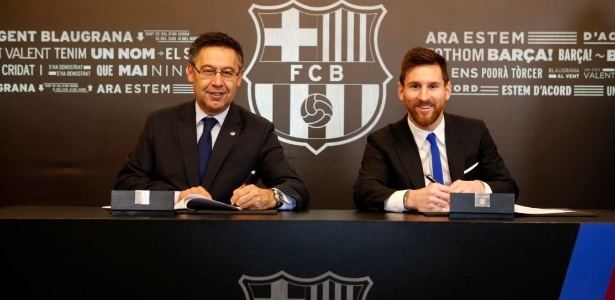 Lionel Messi assinou neste sábado a renovação - Barcelona