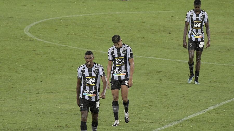 Jogadores do Botafogo deixam o gramado do Estádio Nilton Santos após partida que decretou o rebaixamento - ANDRÉ FABIANO/CÓDIGO19/ESTADÃO CONTEÚDO