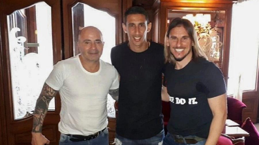 Sampaoli, Di María e Beccacece na preparação para a Copa de 2018 - Acervo pessoal