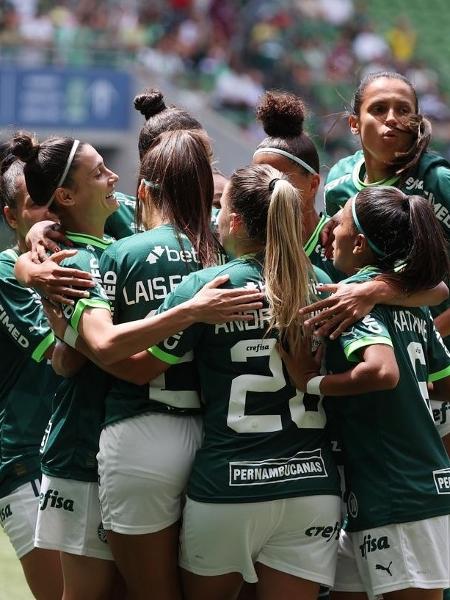 Palmeiras comemora um dos gols sobre o Real Ariquemes pelo Brasileiro feminino - Fabio Menotti/Palmeira