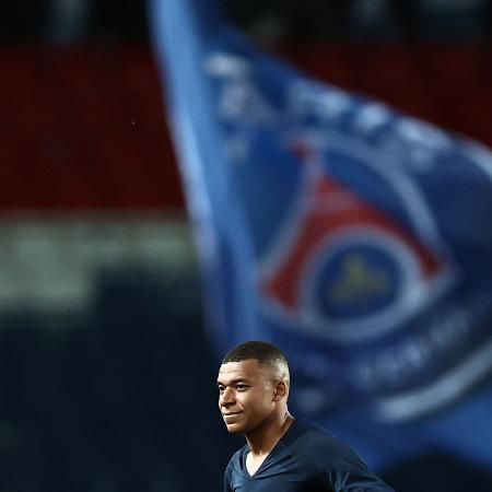 Mbappé após a partida contra o Ajaccio no Parc des Princes 