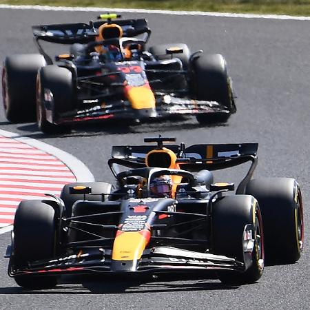 Max Verstappen e Sergio Pérez são os dois primeiros colocados da temporada de 2024 da F1 - Toshifumi KITAMURA / AFP