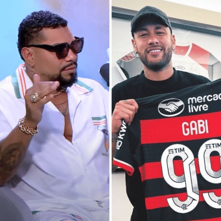 Naldo Benny cravou que Neymar jogará no Flamengo - Montagem: Reprodução Youtube/Instagram