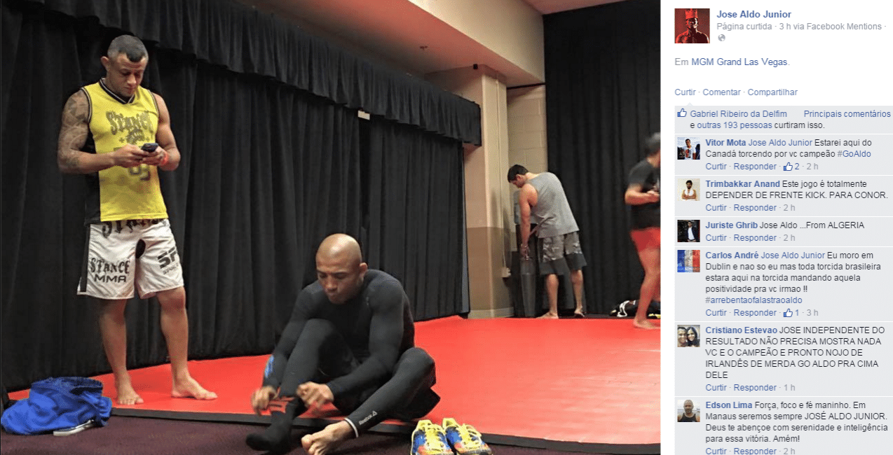 José Aldo faz um dos últimos treinos para o UFC 194, na terça-feira, preparando-se para a unificação de cinturão com Conor McGregor - Reprodução/Facebook