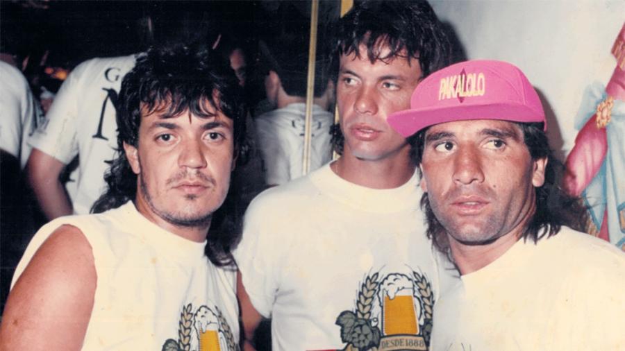 Os jogadores Kaiser, Gaúcho e Renato Gaúcho e seus belos cabelos que fizeram fama nos anos 80 e 90 - Acervo Pessoal