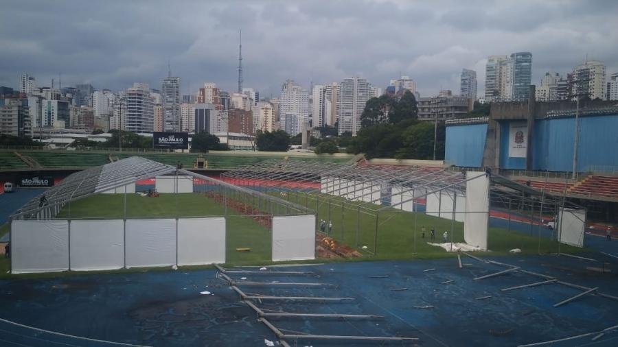 Hospital de campanha montado no estádio vizinho ao Ginásio do Ibirapuera - Divulgação