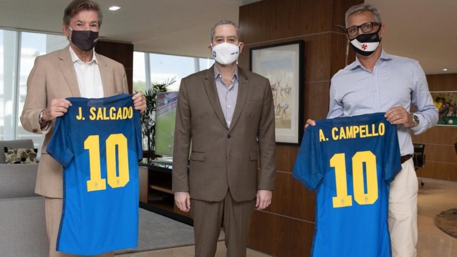 Jorge Salgado, Rogério Caboclo e Alexandre Campello na sede da CBF: encontro aconteceu há três semanas - Reprodução