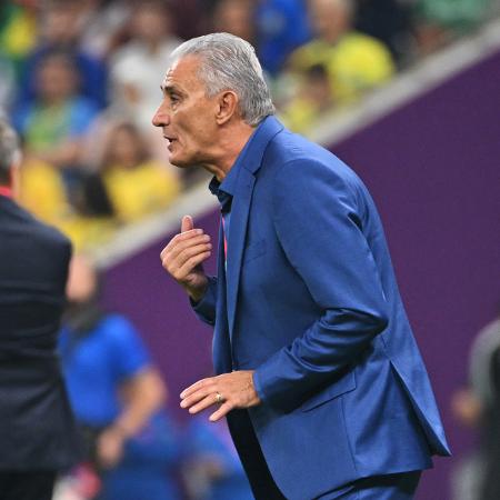 Tite, técnico da seleção brasileira, na partida contra a Sérvia na Copa do Mundo - Nelson Almeida/AFP