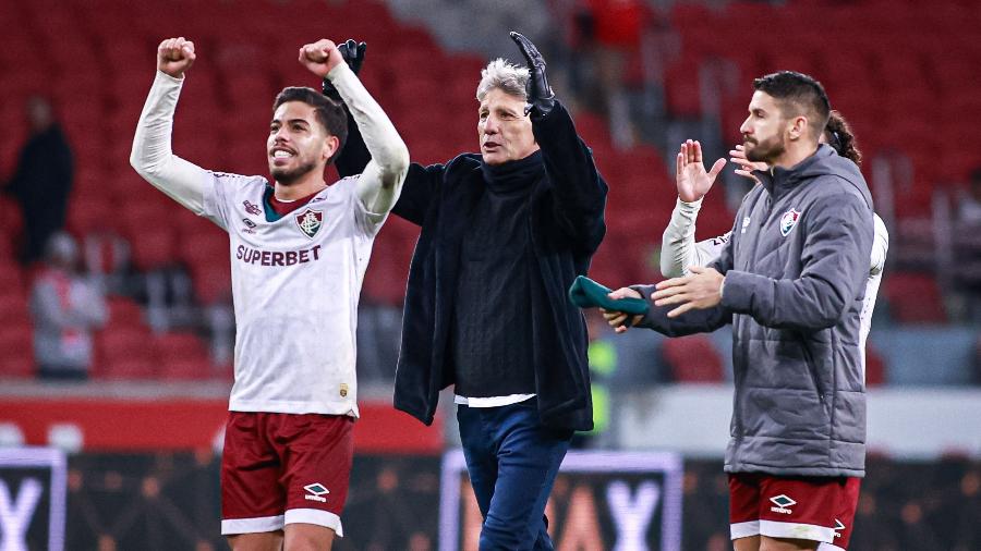 Técnico Renato Gaúcho comemora vitória do Fluminense sobre o Internacional no Beira-Rio, pelo Brasileirão - Maxi Franzoi/AGIF