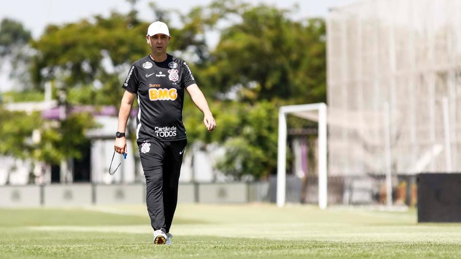 Técnico Tiago Nunes em treino do Corinthians no CT Joaquim Grava - Rodrigo Gazzanel/Agência Corinthians
